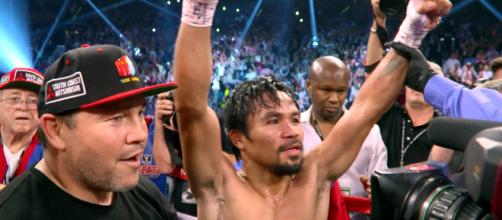 Manny Pacquiao winning over Keith Thurman - (image credit: Fighthub/Youtube)