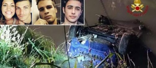 I 4 giovani morti e l'auto finita nel canale