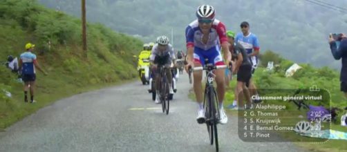 Thibaut Pinot all'attacco sulla salita finale