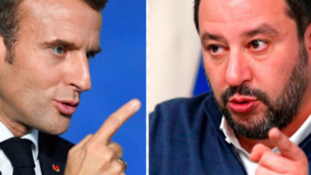 Il presidente Macron e Matteo Salvini