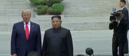 Watch historic meeting between Trump, Kim Jong Un in the DMZ. [Image source/NBC News YouTube video]