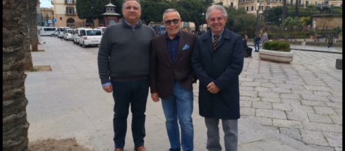 I segretari generali di Spi Cgil, Fnp Cisl e Uilp Uil Sicilia Maurizio Calà, Alfio Giulio e Antonino Toscano.