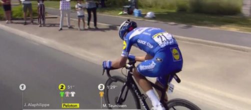 Julian Alaphilippe all'attacco nella terza tappa del Tour de France