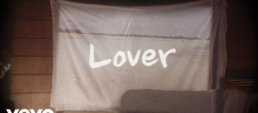 The dreamy lyric video of "Lover" premiered on YouTube at midnight Aug 16th - Image credit - Taylor Swift / YouTube