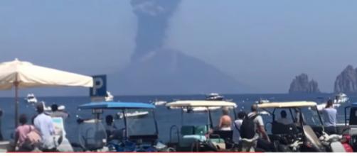 Mount Stromboli erupts, in Italy, Aug. 28, 2019. [Image source: Disaster Compilations YouTube video]