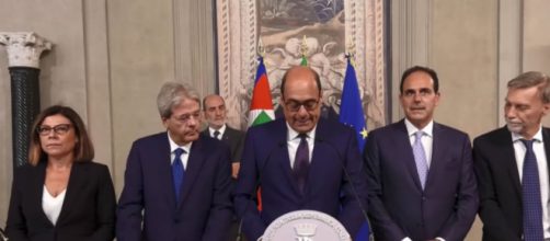 Nicola Zingaretti e gli altri componenti della delegazione Pd durante le consultazioni