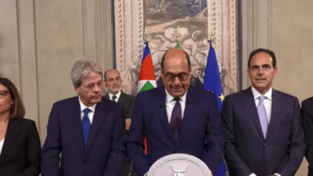 Nicola Zingaretti e gli altri componenti della delegazione Pd durante le consultazioni
