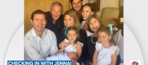 'Today's' Jenna Bush Hager, and her family, greet baby son Hal born just after she left the air. [Image source:TODAY-YouTube]