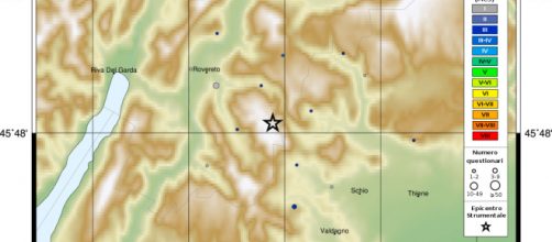Terremoto Vallarsa, magnitudo 3.4