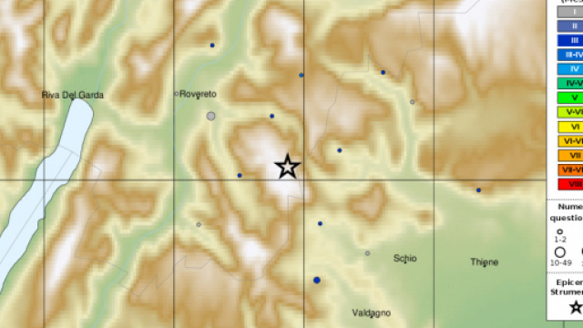 Terremoto Vallarsa, magnitudo 3.4