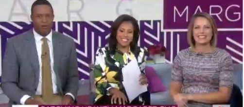 Craig Melvin, Sheinelle Jones and Dylan Dreyer all have reason to smile at Margaret Cho's puppy on 'Today.' [Image source:TODAY/YouTube]