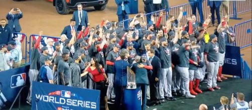 Red Sox celebrating their World Series win in 2018. [image source: Highlights from A-Z- YouTube]