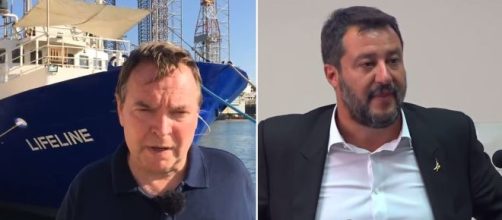 Il capitano della Lifeline Claus Peter Reisch e Matteo Salvini.