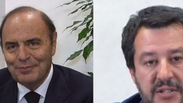 Bruno Vespa, giornalista e Matteo Salvini, leader della Lega.