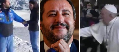 Polemiche su Salvini: con la complicità della fidanzata, in un video prende in giro il Papa dopo l'episodio dello strattonamento a San Pietro.