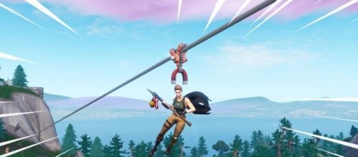 'Fortnite' players can teleport using ziplines. [Image Source: In-game screenshot]