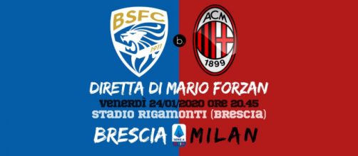 Serie A: Brescia - Milan venerdì 24 Gennaio 2020