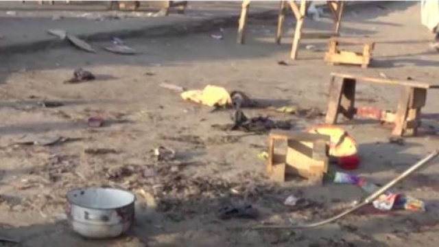 Reste du marché après l'explosion. Credit: Capture d'écran/ Africanewsfr