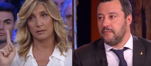L'aria che tira, tensione tra Myrta Merlino e Matteo Salvini.