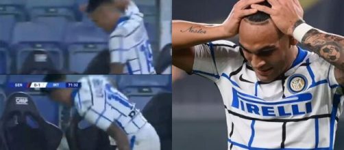 Lautaro Martinez, arrabbiato dopo la sostituzione in Genoa-Inter.