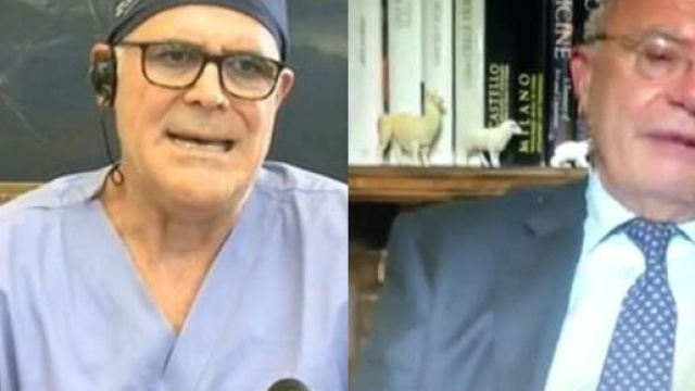 Il professor Alberto Zangrillo, primario del San Raffaele, e Massimo Galli, responsabile del reparto malattie infettive dell'ospedale Sacco.