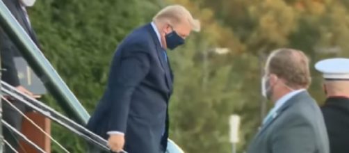 Donald Trump tweets "Going well" after being flown to Walter Reed for COVID-19 treatment. [Image source/CBS This Morning YouTube video]