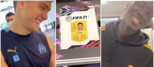 Les joueurs de l'OM découvrent leur note FIFA 21 - La vidéo fait le buzz - montage Photo Instagram