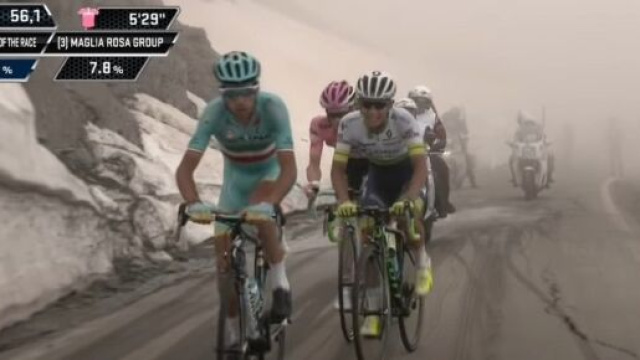Vincenzo Nibali sul Colle dell'Agnello al Giro d'Italia 2016.