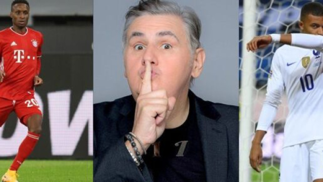 Source montage photo. Pierre Ménès tacle Didier Deschamps sur la sélection de Kylian Mbappé et le compare à Bouna Sarr