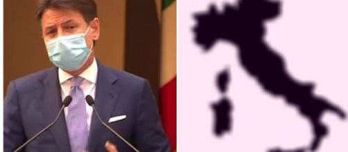Giuseppe Conte e la cartina dell'Italia.