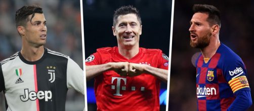 Cristiano Ronaldo, Lewandowski e Messi são os maiores artilheiros de suas seleções. (Fotomontagem)