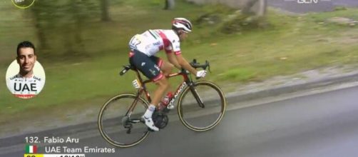 Fabio Aru nella tappa del ritiro al Tour de France.