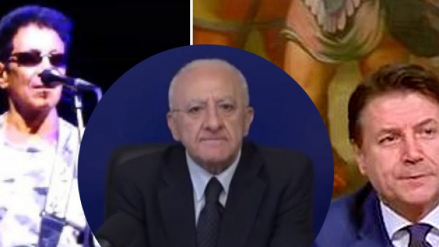 Edoardo Bennato, Vincenzo De Luca e Giuseppe Conte (Ph. YouTube)