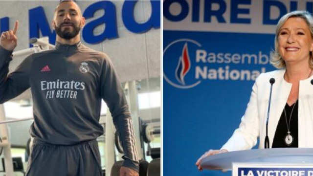 Karim Benzema répond au membre du rassemblement national qui l'a comparé à un terroriste. Source: Photo Montage