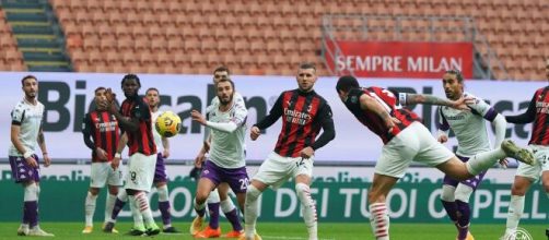 Il gol di Romagnoli che apre la partita Milan-Fiorentina - foto di : acmilan.com