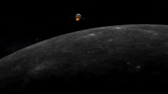 Imitazione artistica di Chang'e 5 nell'orbita lunare.