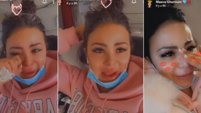 Maeva Ghennam s'effondre dans l'avion et fait un scandale : son chien Hermès risque d'être euthanasié une fois arrivé à Dubaï.