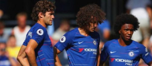 Nella foto Marcos Alonso, David Luiz e Willian.