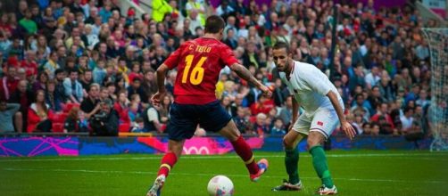 Nella foto Cristian Tello e Mohamed Abarhoun in un Spagna-Marocco.