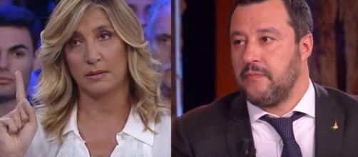 Myrta Merlino e Matteo Salvini.