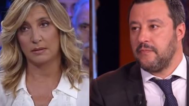 Myrta Merlino e Matteo Salvini.