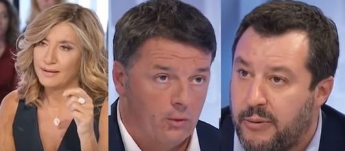 Myrta Merlino, Matteo Renzi e Matteo Salvini.