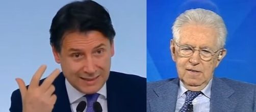 Giuseppe Conte e l'ex premier Monti.