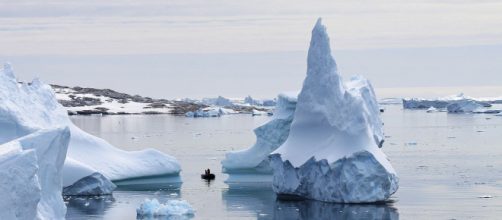 Icebergs in Antarctica melting due to climate change. [Image Credit/Christof46 Wikimedia Commons]
