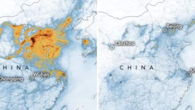 La Cina si ammala e l'inquinamento diminuisce: immagini della NASA.