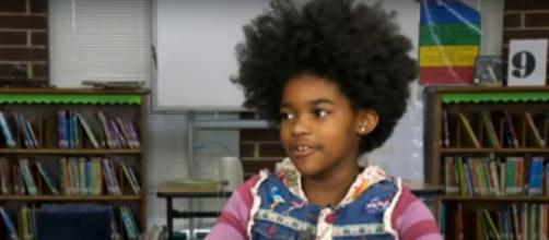 Fourth-grader Belen Woodard began her 'More Than Peach' initiative to help every child feel important and included. [Image source:CBS/YouTube]