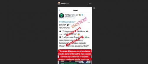El posteo del Instagram de Lionel Messi donde desmiente las fake news.