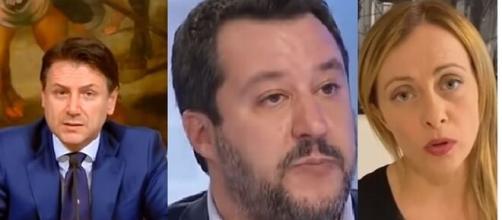 Giuseppe Conte, Matteo Salvini e Giorgia Meloni.
