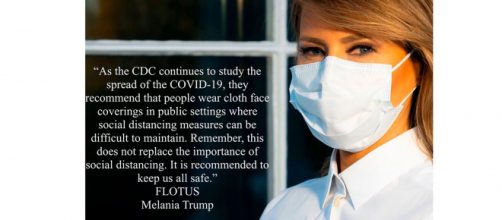 Melania Trump hace desde sus redes oficiales campaña por el uso de mascarillas.