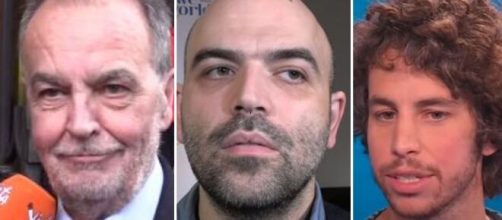 Roberto Calderoli, Roberto Saviano e Mattia Santori.